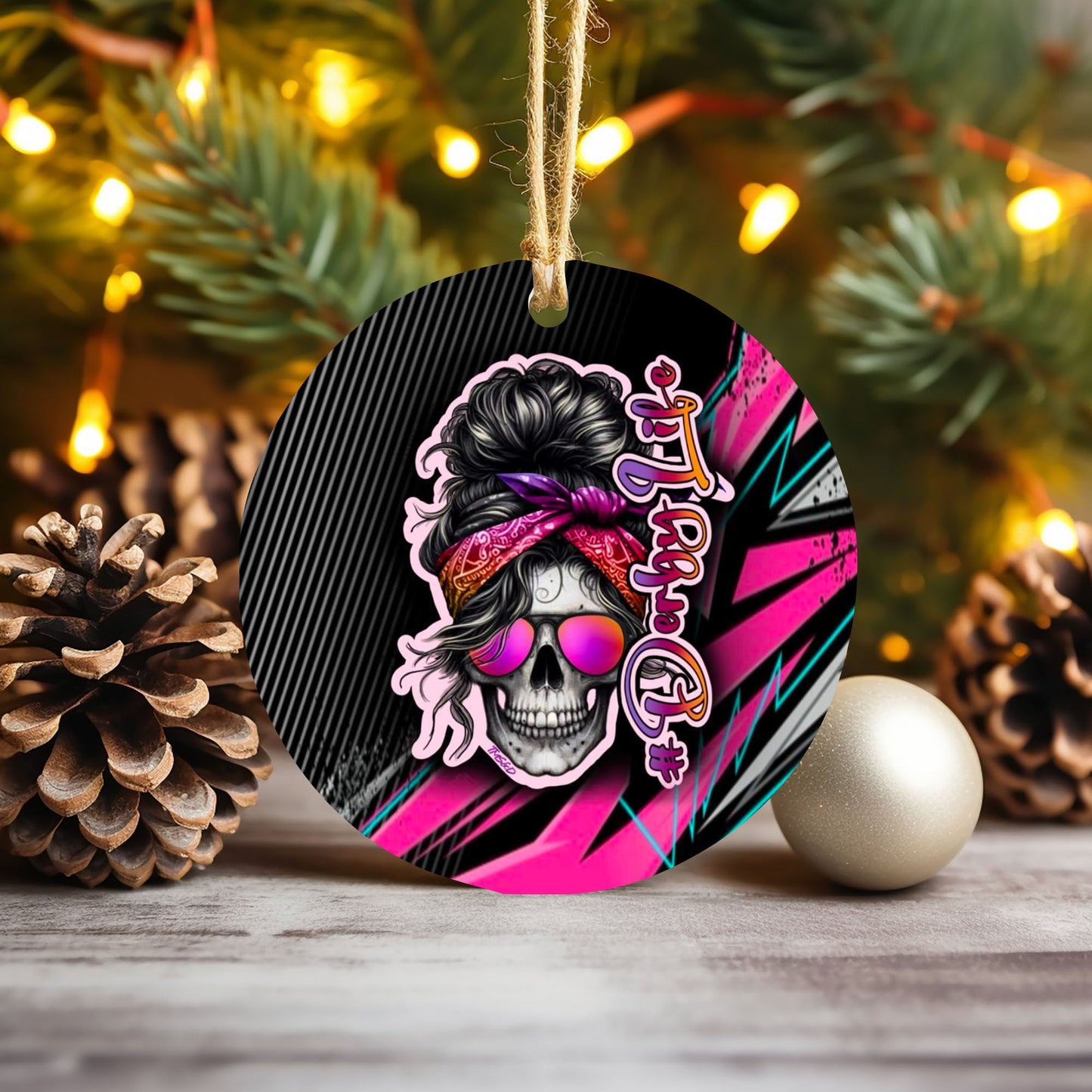 Pink Orange #DERBYLIFE Christmas Ornament