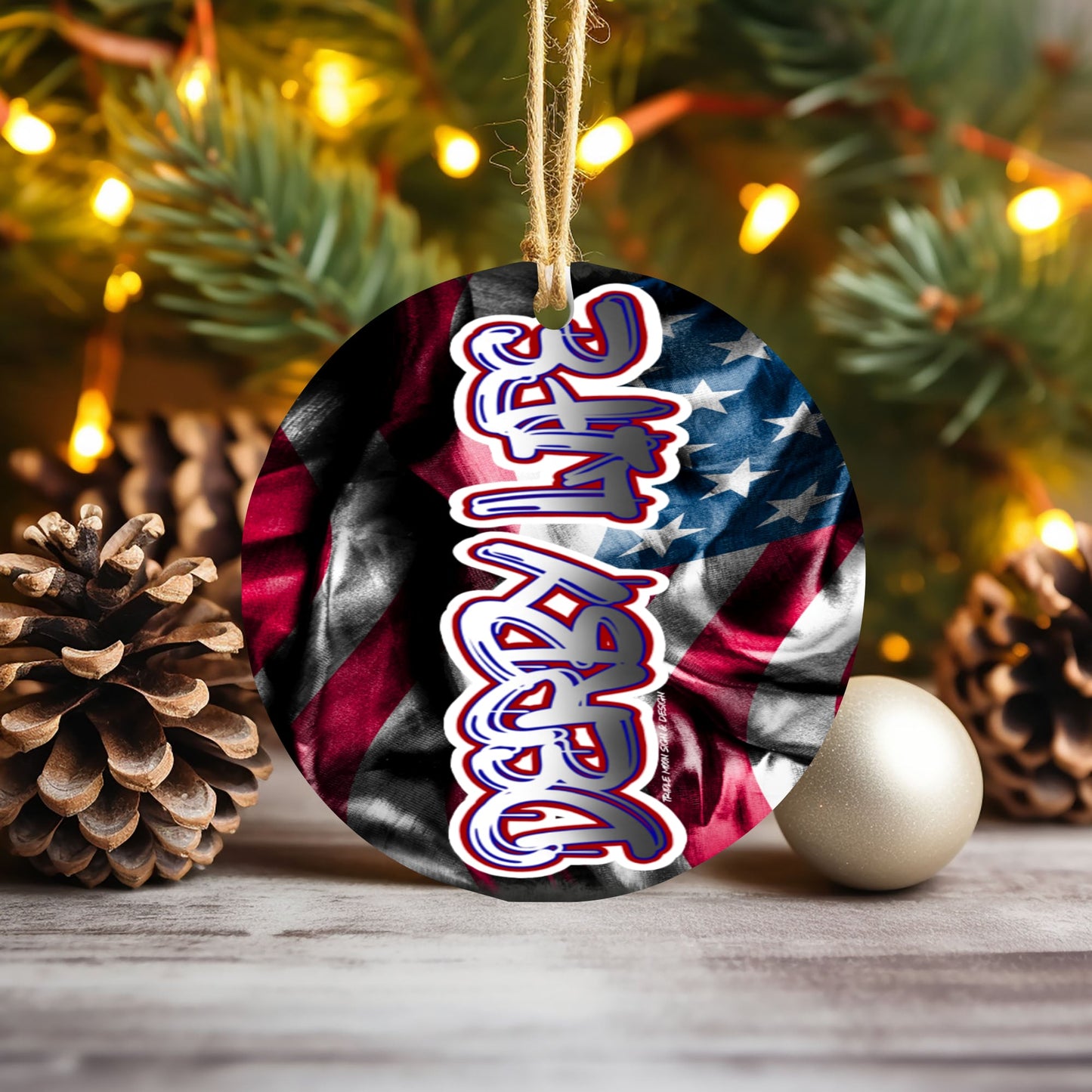 American Flag #Derbylife Christmas Ornament