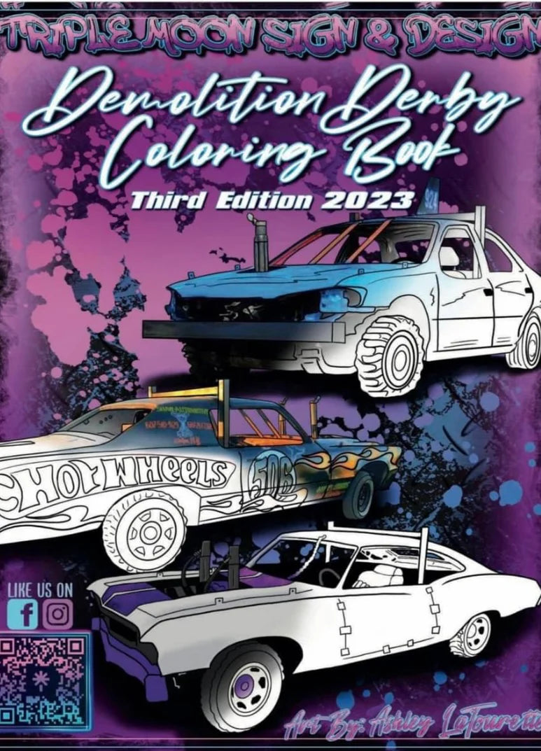 ALL THREE Demolition Derby coloring books