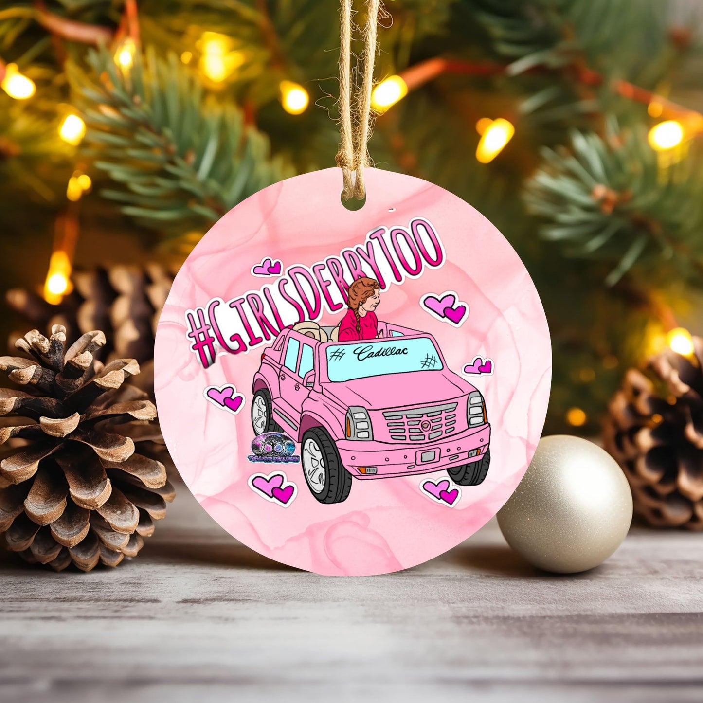 Girls Power Wheels Christmas Ornament